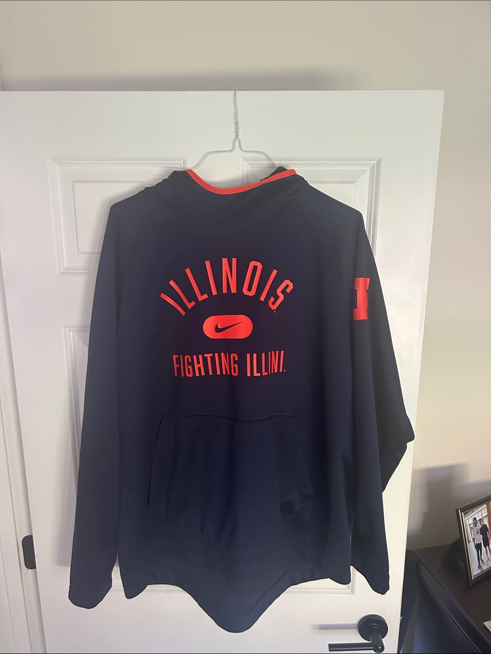 Nike Navy Crewneck Pullover with Orange Illinois Graphics